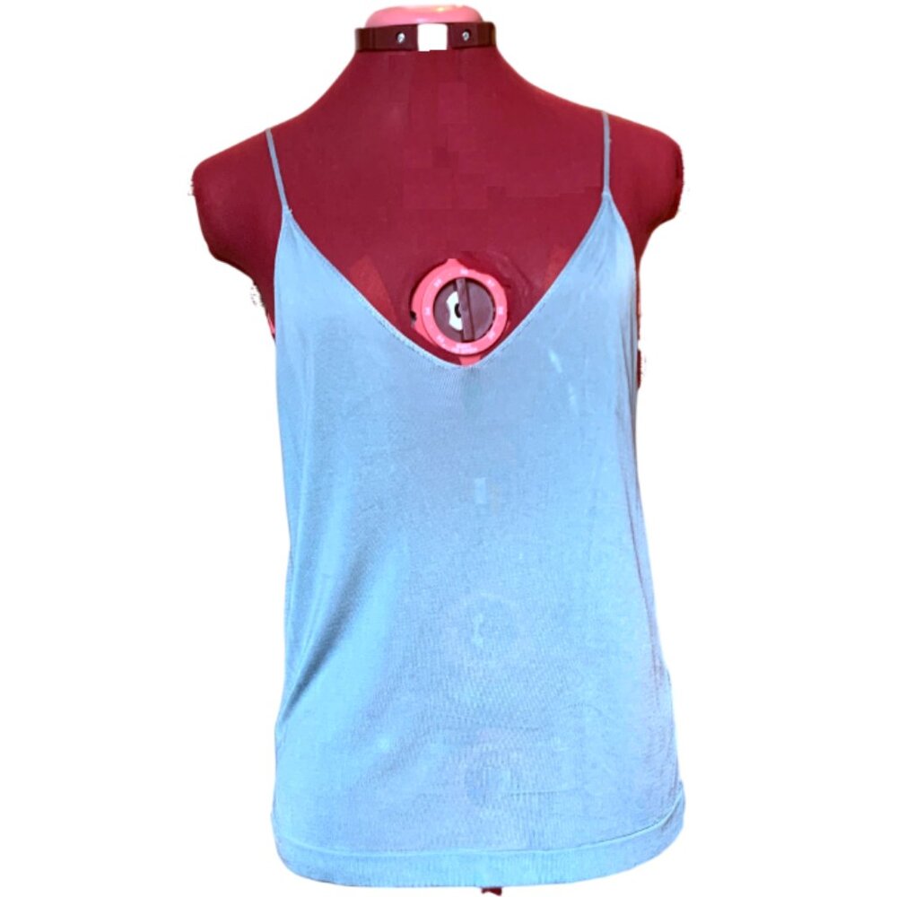 ZARA Knit - Light Sky Blue Spaghetti Strap Top  V-Neck Cami Tank  - Medium